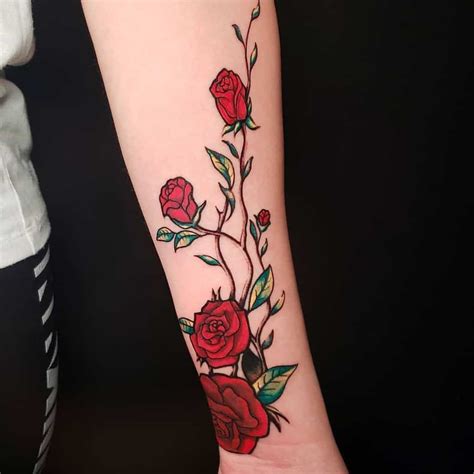 roses on a vine tattoo